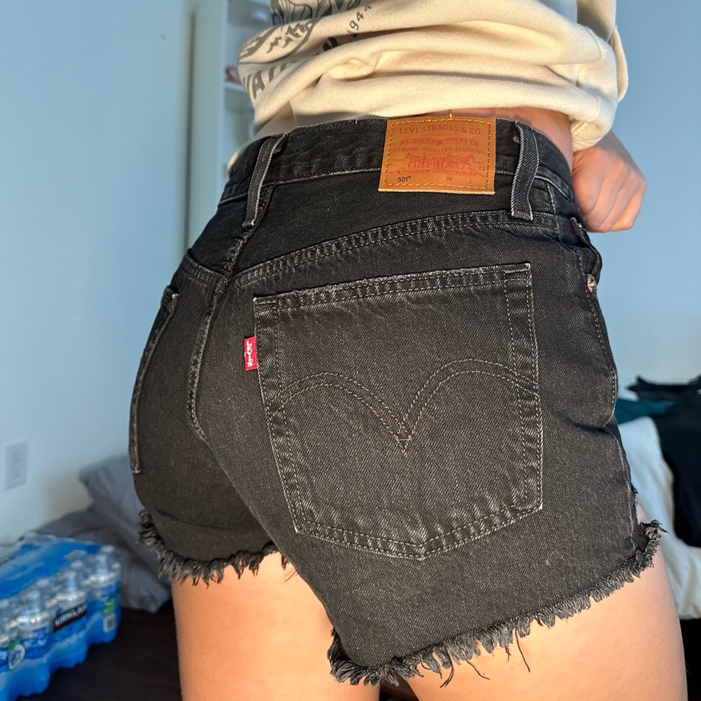 Levi’s 501 original high-rise black denim shorts